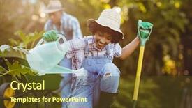  Presentation with dark green - PPT layouts enhanced with free dark green - happy couple gardening together background and a  colored foreground