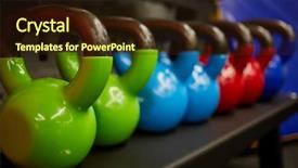  Presentation with gym - Theme enhanced with free dark green - kettlebells on rack in gym background and a wine colored foreground