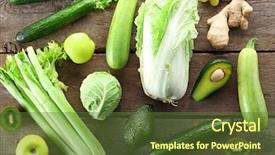  Presentation with food and drugs - Presentation design consisting of dark green fruit - diet food on wooden background background and a  colored foreground