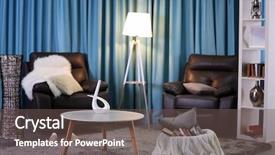  Presentation with living room - Amazing PPT theme having dark grey - stylish comfortable living room backdrop and a gray colored foreground