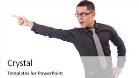 Presentation with dark grey - Beautiful slide deck featuring dark grey - young man in gray shirt backdrop and a  colored foreground