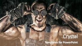  Presentation with underground mining - Presentation theme consisting of dark grunge background mining background and a coral colored foreground