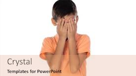  Presentation with dark - Presentation design featuring dark-hair-child-covering background and a  colored foreground