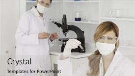  Presentation with get out - Theme having dark-haired and blond-haired background and a  colored foreground