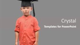  Presentation with graduation - Audience pleasing slide set consisting of dark haired little child wearing graduation cap with a confident expression on smart face thinking serious backdrop and a coral colored foreground