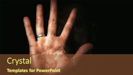  Presentation with stop - Slide deck with dark-hand-of-a-worker background and a tawny brown colored foreground