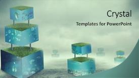  Presentation with mango fruit and mango cubes - Presentation theme consisting of dark hazy blue - aquarium cubes background and a  colored foreground