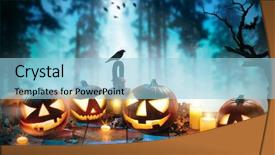  Presentation with spooky - Beautiful PPT theme featuring dark horror background celebration theme backdrop and a light blue colored foreground