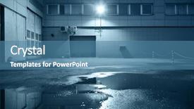  Presentation with dark building - Colorful slide deck enhanced with dark industrial building at night backdrop and a teal colored foreground