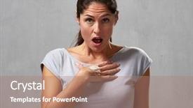  Presentation with face expression recognition - Slide deck enhanced with dark matter - culpable woman face expression background and a  colored foreground