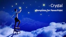  Presentation with night stars - Cool new slide deck with dark matter - image of young woman lighting backdrop and a navy blue colored foreground