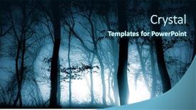  Presentation with dark forest landscape - Audience pleasing slide deck consisting of dark-misty-forest-panorama-fantasy backdrop and a navy blue colored foreground