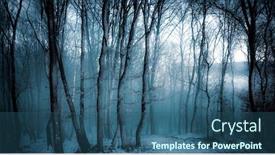  Presentation with dark forest landscape - Cool new PPT layouts with dark-misty-forest-panorama-fantasy backdrop and a ocean colored foreground