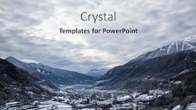  Presentation with misty - Presentation design consisting of dark-misty-landscape-with-mountains background and a sky blue colored foreground