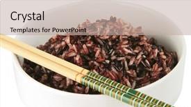  Presentation with soy - Theme featuring dark mixed rice in white bowl with soy background and a mint green colored foreground