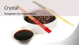  Presentation with soy - Slides having dark mixed rice in white bowl with soy background and a light gray colored foreground