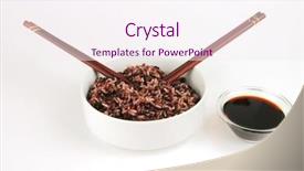  Presentation with soy - Amazing PPT theme having dark mixed rice in white bowl with soy backdrop and a sky blue colored foreground