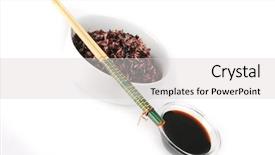  Presentation with soy - PPT layouts featuring dark mixed rice in white bowl with soy background and a light gray colored foreground