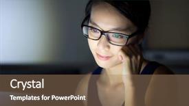  Presentation with look - Theme consisting of asian woman look at computer background and a tawny brown colored foreground