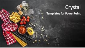  Presentation with pasta - Presentation having uncooked variety of pasta background and a dark gray colored foreground