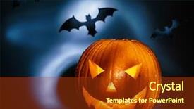  Presentation with halloween bat - Colorful presentation theme enhanced with dark night jack-o-lantern backdrop and a tawny brown colored foreground