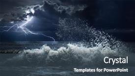  Presentation with ocean waves - Beautiful theme featuring dark ocean storm with lgihting backdrop and a ocean colored foreground