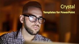  Presentation with computer vision - Beautiful presentation design featuring dark office at night backdrop and a tawny brown colored foreground