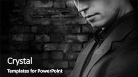  Presentation with hat - Slide set having dark photo of a man with hat standing against brickwall background background and a dark gray colored foreground