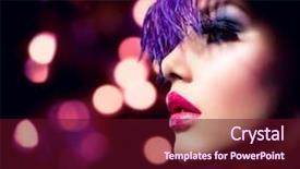  Presentation with makeup fashion model applying lipstick - Presentation theme consisting of dark purple - holiday woman over glowing bokeh background and a tawny brown colored foreground