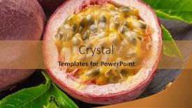  Presentation with passion fruit - PPT theme consisting of dark-purple-passion-fruits background and a gold colored foreground