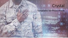  Presentation with military - PPT layouts enhanced with dark room against military swearing background and a light blue colored foreground