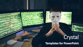  Presentation with computer attack - Cool new slide set with dark room with computer backdrop and a  colored foreground