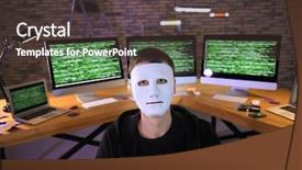  Presentation with computer attack - Beautiful presentation design featuring dark room with computer backdrop and a  colored foreground