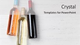  Presentation with dark space - Slide deck having dark roses - wine bottles on wooden table background and a light gray colored foreground