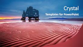  Presentation with tide - Beautiful PPT layouts featuring dark sand after the tide backdrop and a teal colored foreground