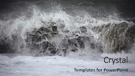  Presentation with water wave - PPT layouts featuring dark sea wave background and a light gray colored foreground