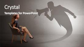  Presentation with dark damask - Amazing PPT theme having dark shadow yelling with loudspeaker backdrop and a  colored foreground