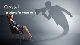  Presentation with dark vampire mouth makeup fashion - Amazing PPT theme having dark shadow yelling with loudspeaker backdrop and a  colored foreground