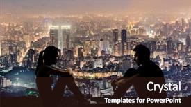  Presentation with city silhouette - Audience pleasing presentation theme consisting of dark side - silhouette of young couple face backdrop and a wine colored foreground
