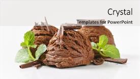  Presentation with chocolate ice cream - Slide deck having dark side - three chocolate ice cream scoop background and a light gray colored foreground