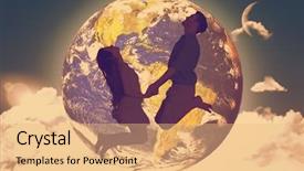  Presentation with night sky - Slide set featuring dark side moon - cheerful young couple jumping background and a  colored foreground