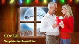  Presentation with gift of love - Slides consisting of dark side moon - loving couple with gift background and a tawny brown colored foreground