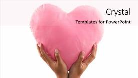  Presentation with dark skin - Colorful slide deck enhanced with dark skin tone holding pink heart shaped pillow backdrop and a lemonade colored foreground