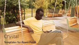  Presentation with social networks - PPT theme consisting of dark-skinned-african-american-young background and a  colored foreground