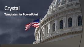  Presentation with dark building - Theme having dark sky over the us background and a tawny brown colored foreground