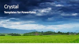  Presentation with storm clouds - Presentation enhanced with hill - dark storm clouds over mountains background and a ocean colored foreground