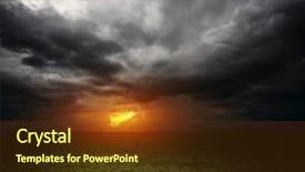  Presentation with grass dark - Beautiful theme featuring dark storm clouds over meadow backdrop and a tawny brown colored foreground