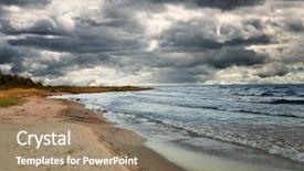  Presentation with rainy days season - PPT theme enhanced with dark storm rainy clouds background and a coral colored foreground