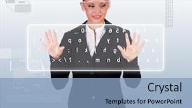  Presentation with woman world - Theme consisting of dark suit and transparent background and a light blue colored foreground