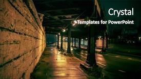  Presentation with dark night - Amazing PPT layouts having dark urban railroad bridge at night backdrop and a black colored foreground